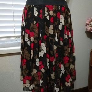Fall Flower Pleated Midi Skirt